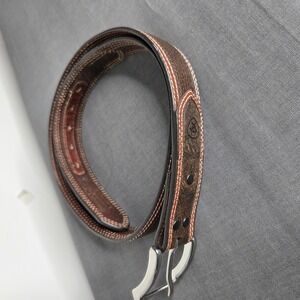 Ariat Distressed Brown Leather Belt with Silver Buckle
